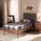 Baxton Studio Roze Mid-Century Dark Grey Fabric Upholstered and Walnut brown Finished Wood Platform Bed-Twin 192-11542-11159-ZORO - alternate 1